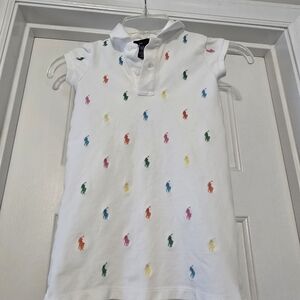 Ralph Lauren White Polo Dress with Multicolor Pony Embroidery
